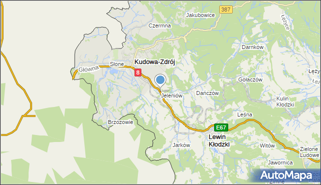 mapa Jeleniów, Jeleniów gmina Lewin Kłodzki na mapie Targeo